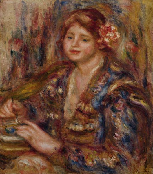 Pierre Auguste Renoir Woman with Rose Norge oil painting art